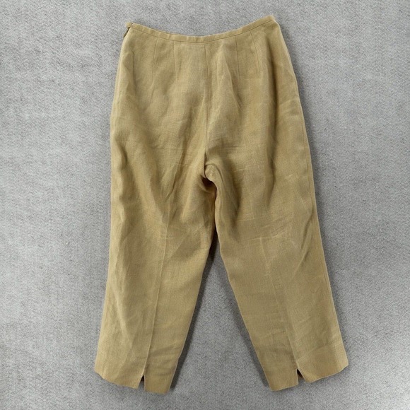 Talbots 100% Irish Linen Pants Womens 6 Tan‎ Career Flat Front Straight Trouser - Picture 2 of 13